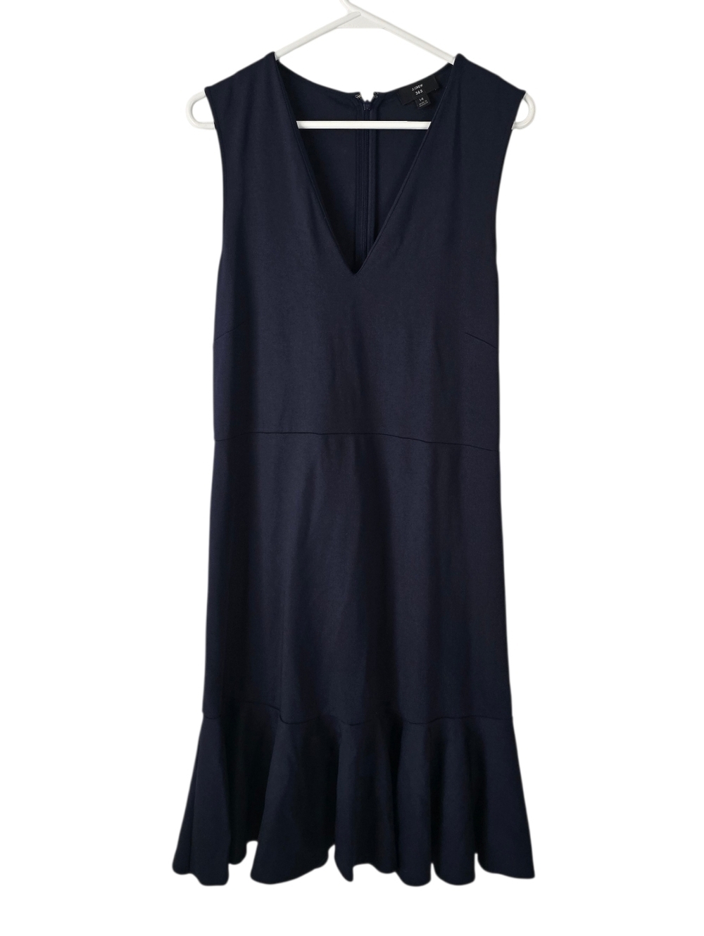 J. Crew 365 Navy Blue V Neck Stretch Ponte Sheath Dress 14 Fit n Flare